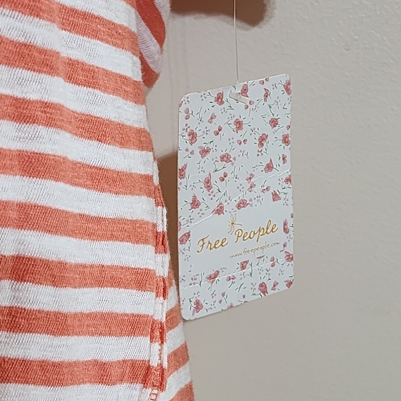 NEW Free People We The Free Size M Take Me Orange Striped Boho T-shirt - Picture 10 of 14